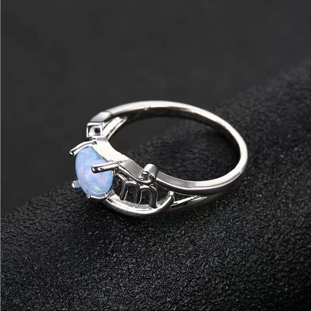 New 925 Silver MOM Delicate Opal Heart With MOM Letter Sweet Finger Ring - Picture 5 of 7